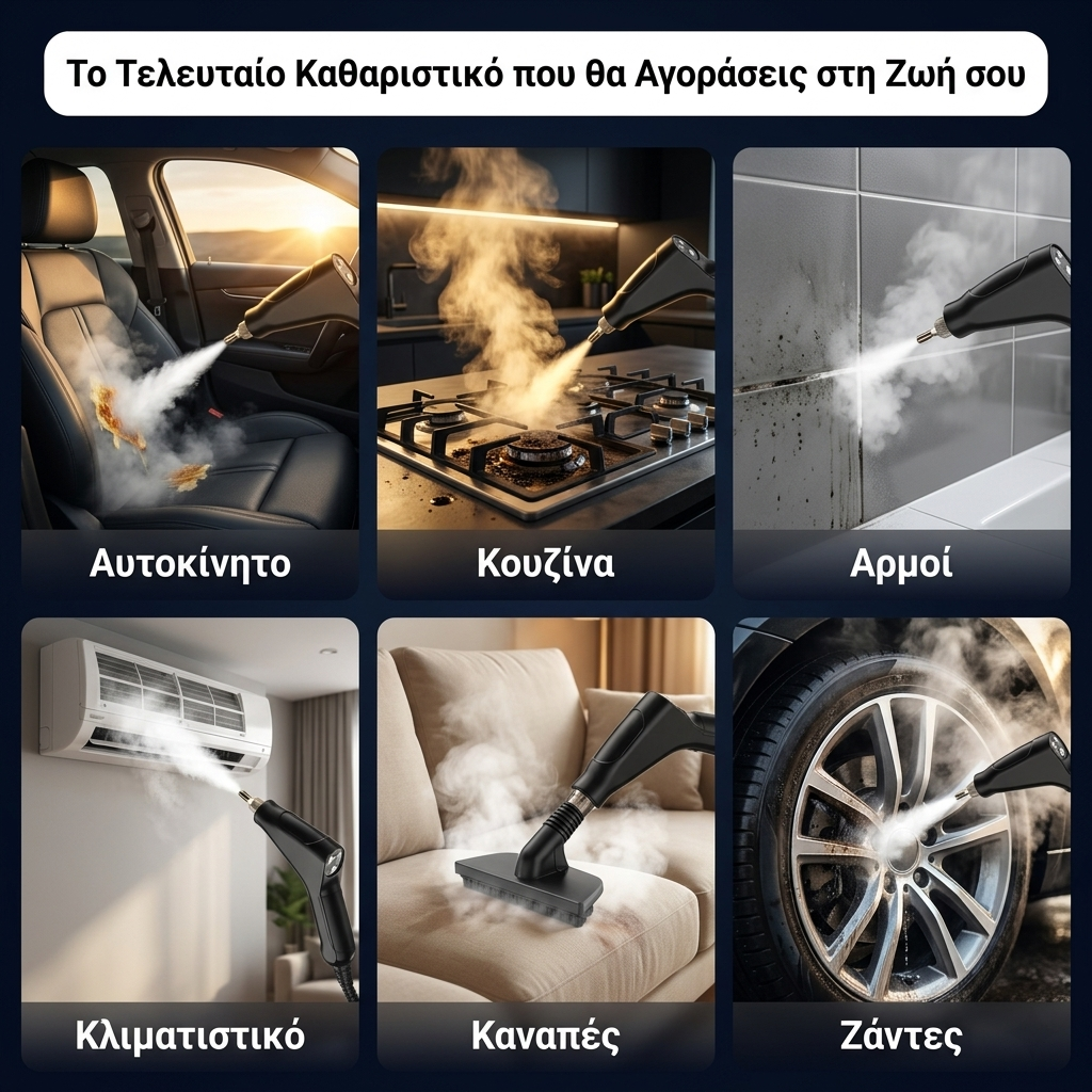 Καθαριστής Ατμού Υψηλής Πίεσης 2500W- Βαθύς καθαρισμός κάθε επιφάνειας, άμεσα